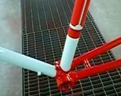 Red and white bike frame 